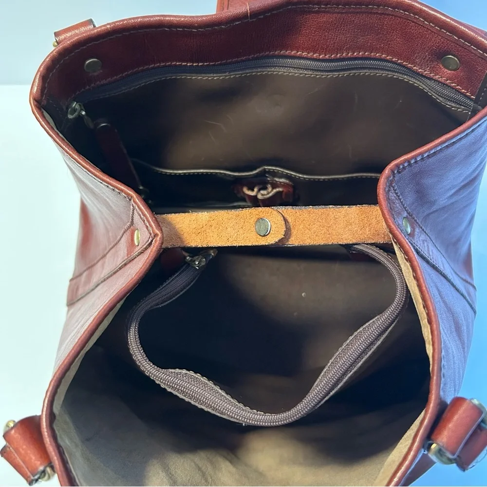 Brahmin - Vintage Brown Leather Tote Bag - Picture 10 of 16